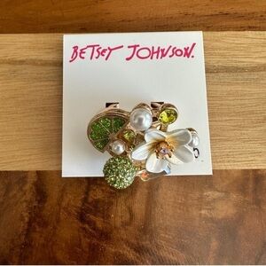Betsey Johnson Gold Tone Lime Slice & Flower Cocktail Ring, Size 7.5